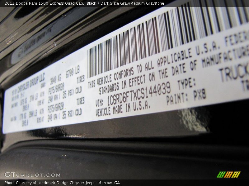 Black / Dark Slate Gray/Medium Graystone 2012 Dodge Ram 1500 Express Quad Cab