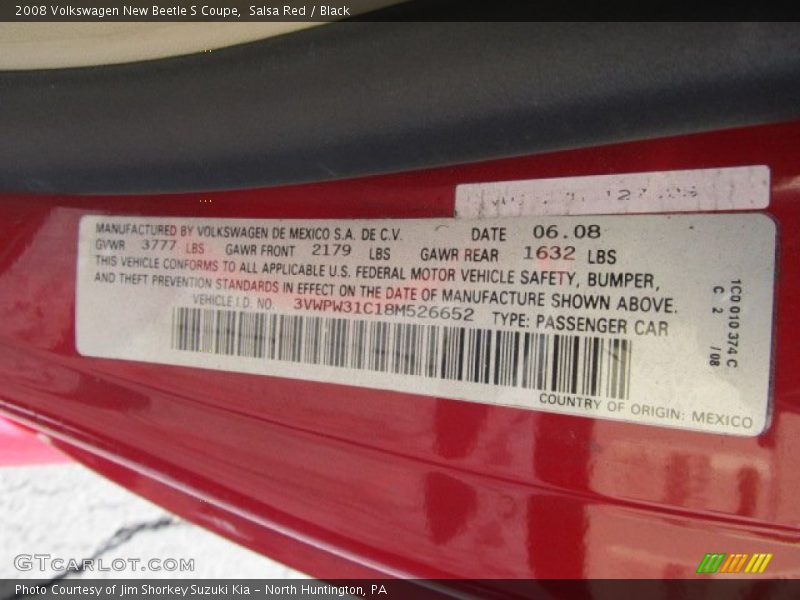 Salsa Red / Black 2008 Volkswagen New Beetle S Coupe