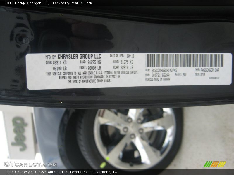 Blackberry Pearl / Black 2012 Dodge Charger SXT