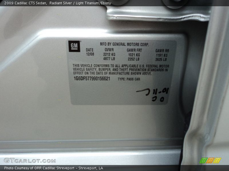 Radiant Silver / Light Titanium/Ebony 2009 Cadillac CTS Sedan