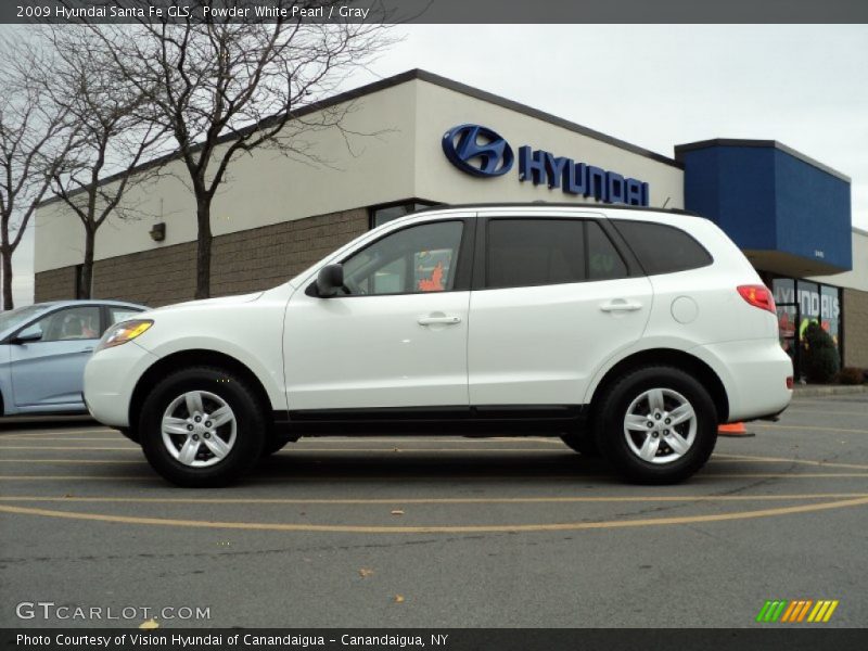 Powder White Pearl / Gray 2009 Hyundai Santa Fe GLS