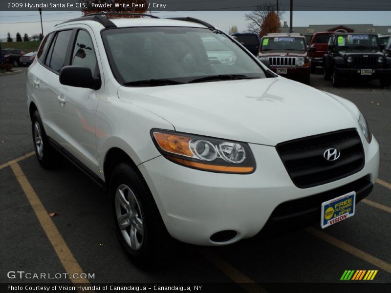 Powder White Pearl / Gray 2009 Hyundai Santa Fe GLS
