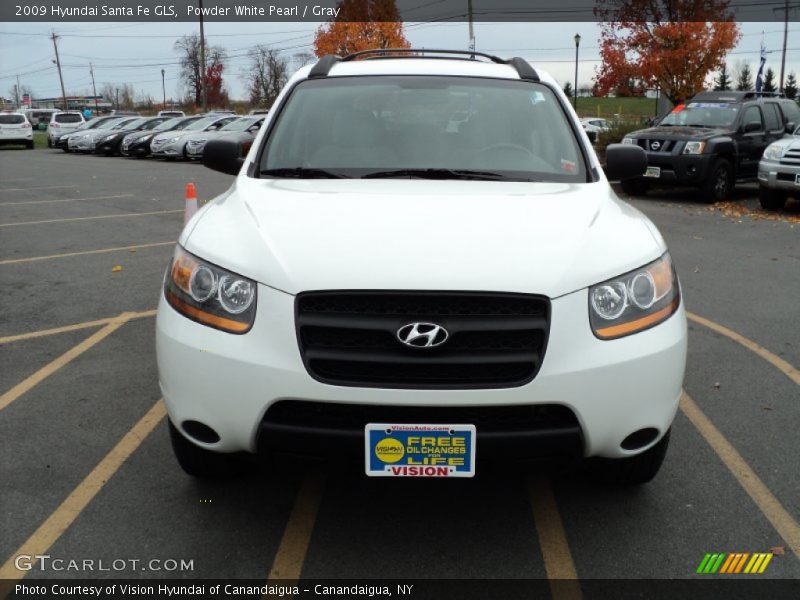 Powder White Pearl / Gray 2009 Hyundai Santa Fe GLS