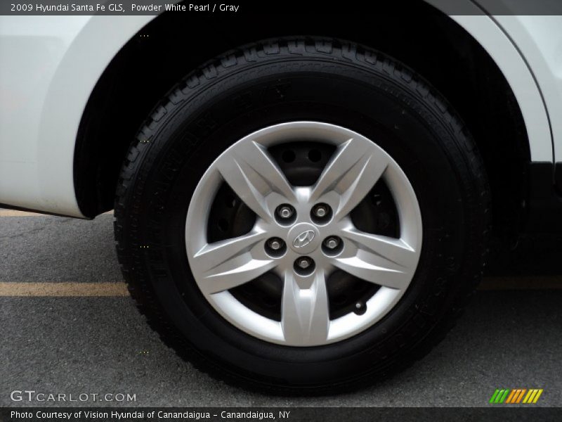 Powder White Pearl / Gray 2009 Hyundai Santa Fe GLS