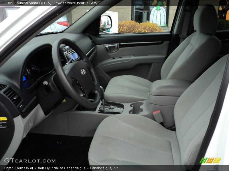 Powder White Pearl / Gray 2009 Hyundai Santa Fe GLS
