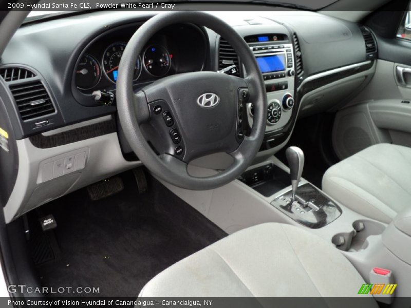 Powder White Pearl / Gray 2009 Hyundai Santa Fe GLS