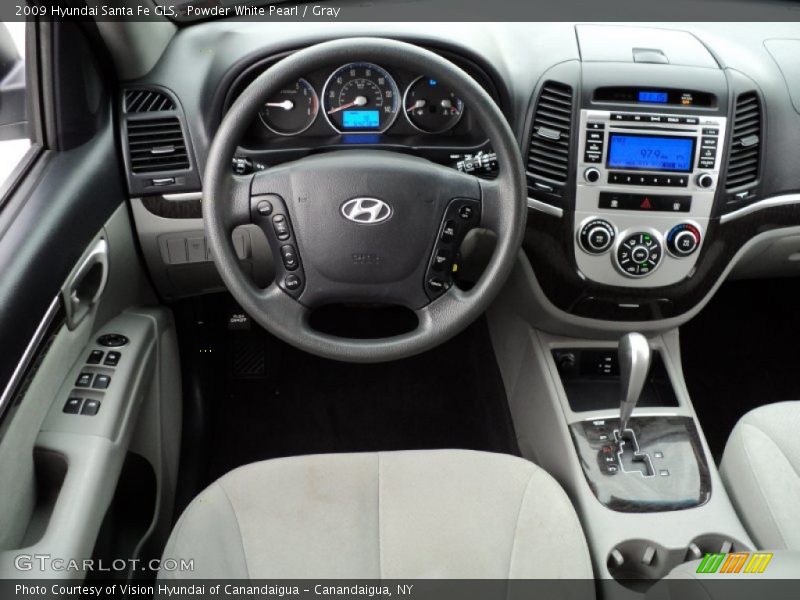 Powder White Pearl / Gray 2009 Hyundai Santa Fe GLS