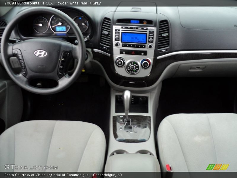 Powder White Pearl / Gray 2009 Hyundai Santa Fe GLS