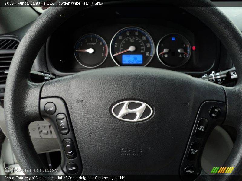 Powder White Pearl / Gray 2009 Hyundai Santa Fe GLS