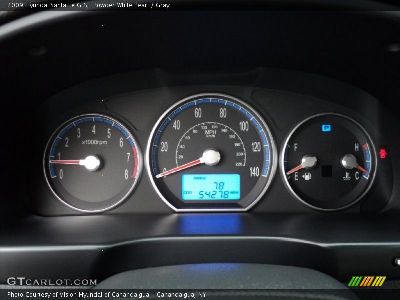 Powder White Pearl / Gray 2009 Hyundai Santa Fe GLS
