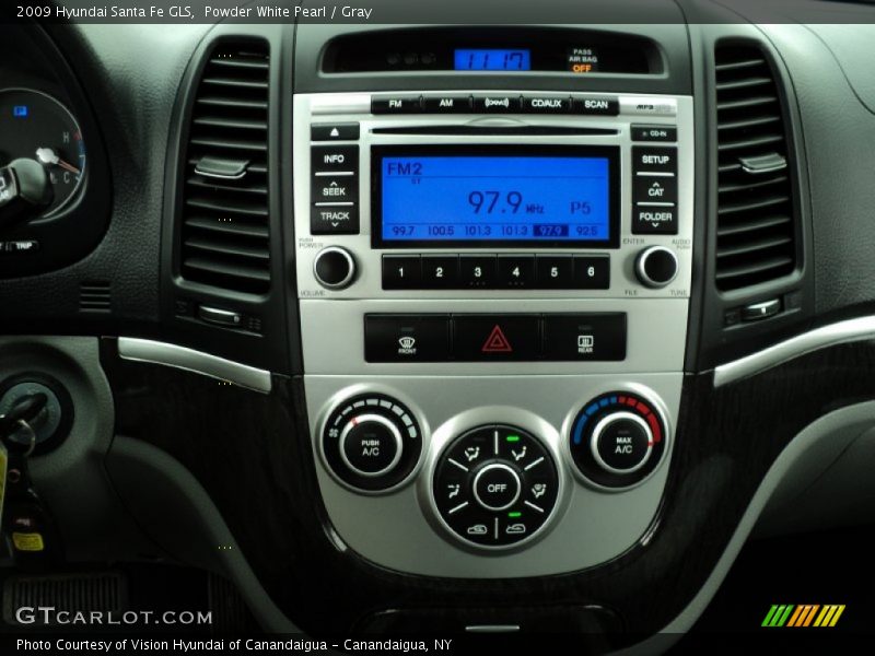 Powder White Pearl / Gray 2009 Hyundai Santa Fe GLS