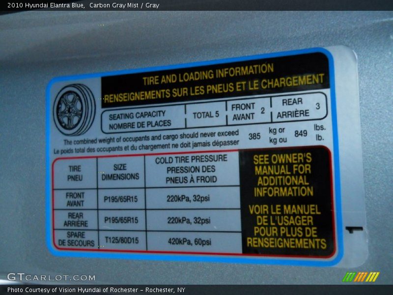 Carbon Gray Mist / Gray 2010 Hyundai Elantra Blue