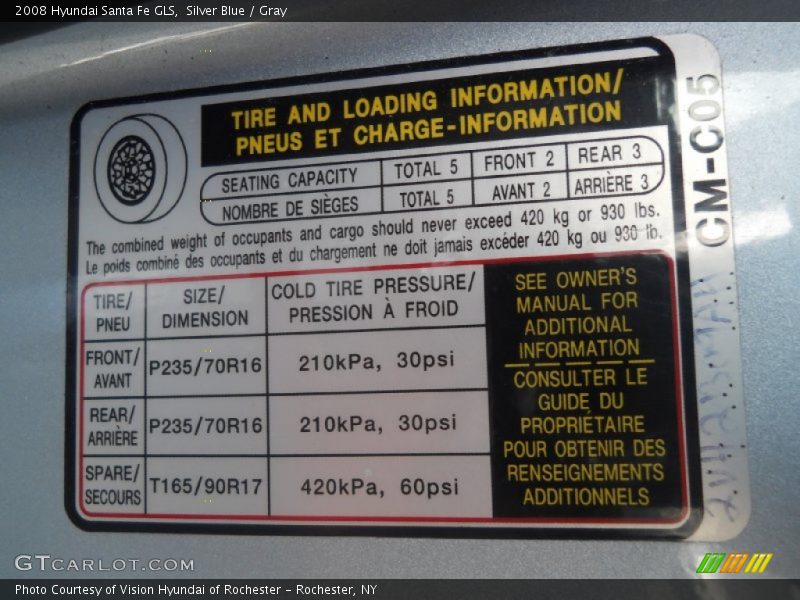 Silver Blue / Gray 2008 Hyundai Santa Fe GLS