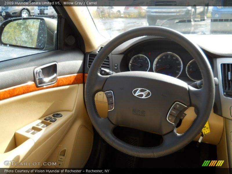 Willow Gray / Camel 2009 Hyundai Sonata Limited V6