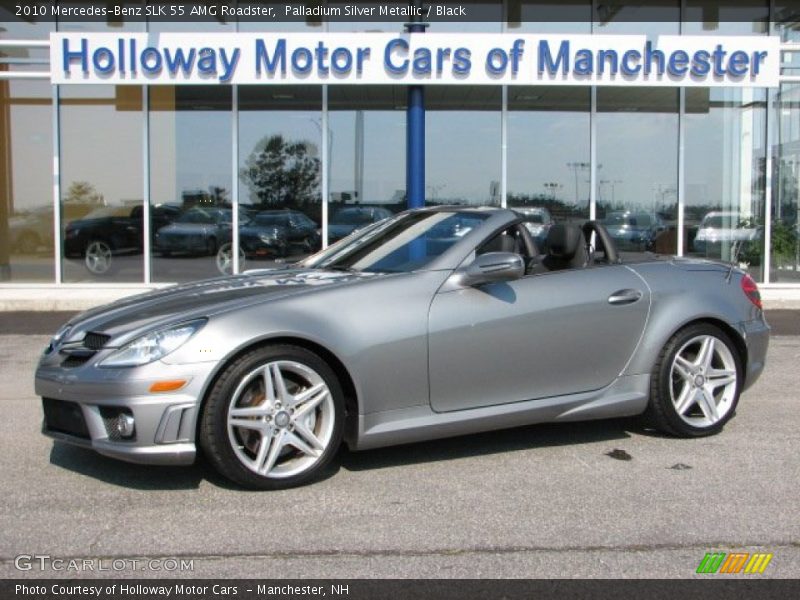 Palladium Silver Metallic / Black 2010 Mercedes-Benz SLK 55 AMG Roadster