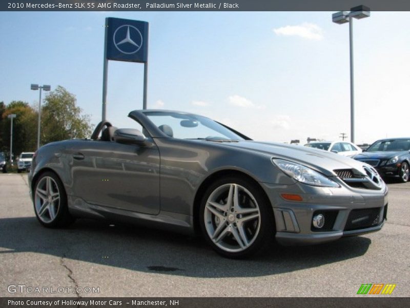 Palladium Silver Metallic / Black 2010 Mercedes-Benz SLK 55 AMG Roadster