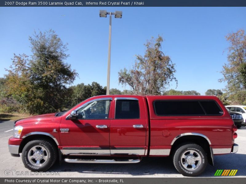 Inferno Red Crystal Pearl / Khaki 2007 Dodge Ram 3500 Laramie Quad Cab
