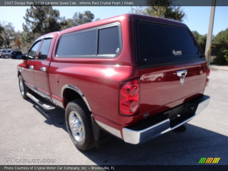 Inferno Red Crystal Pearl / Khaki 2007 Dodge Ram 3500 Laramie Quad Cab