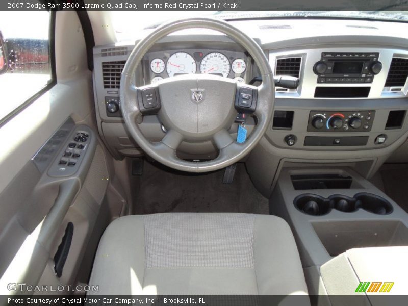 Inferno Red Crystal Pearl / Khaki 2007 Dodge Ram 3500 Laramie Quad Cab