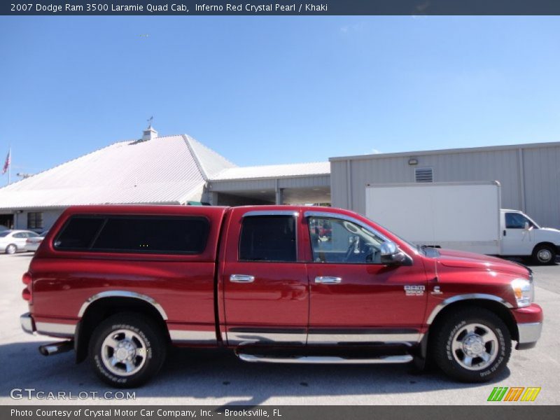 Inferno Red Crystal Pearl / Khaki 2007 Dodge Ram 3500 Laramie Quad Cab