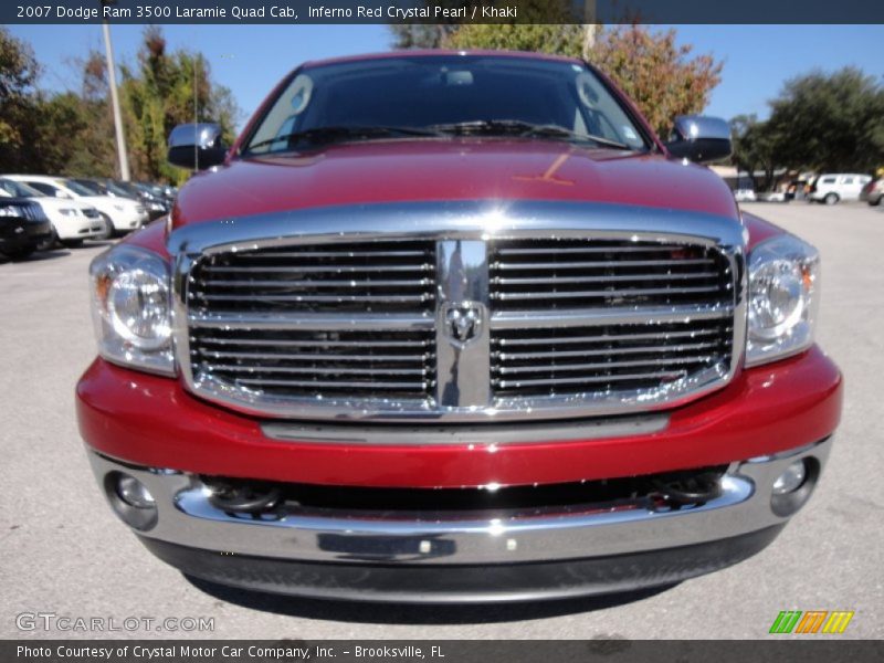 Inferno Red Crystal Pearl / Khaki 2007 Dodge Ram 3500 Laramie Quad Cab