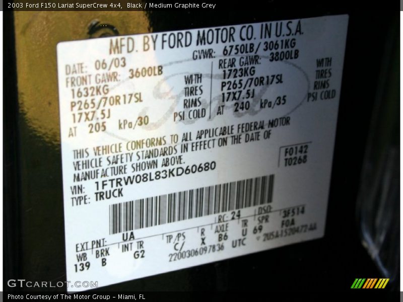 Black / Medium Graphite Grey 2003 Ford F150 Lariat SuperCrew 4x4