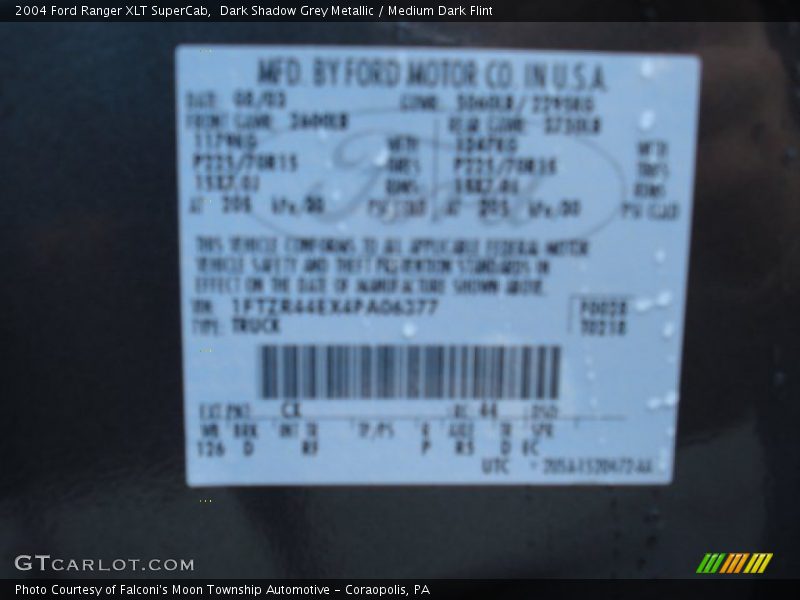 Dark Shadow Grey Metallic / Medium Dark Flint 2004 Ford Ranger XLT SuperCab