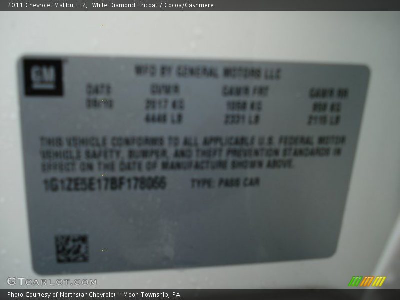 White Diamond Tricoat / Cocoa/Cashmere 2011 Chevrolet Malibu LTZ