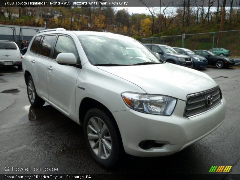 Blizzard White Pearl / Ash Gray 2008 Toyota Highlander Hybrid 4WD