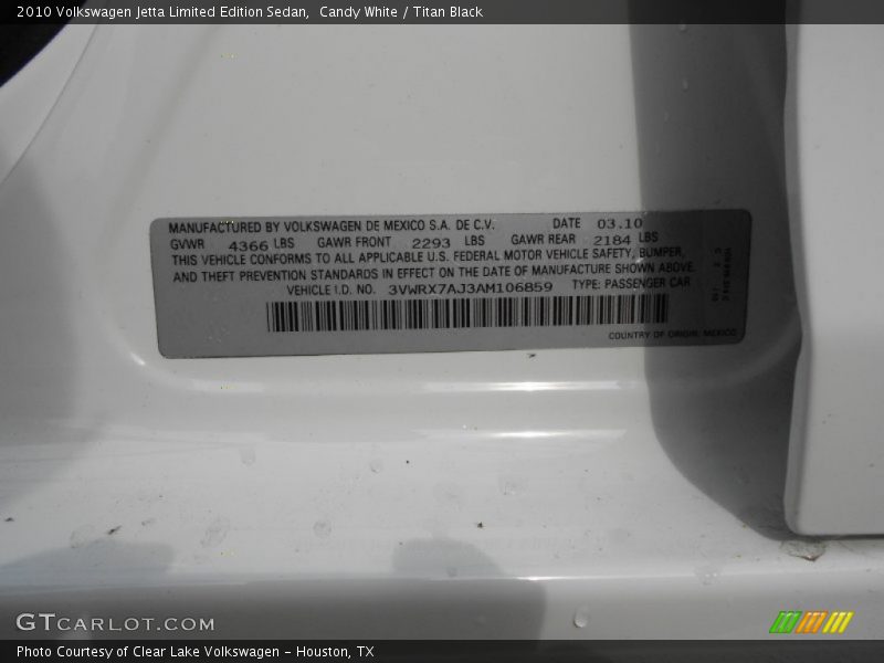Candy White / Titan Black 2010 Volkswagen Jetta Limited Edition Sedan