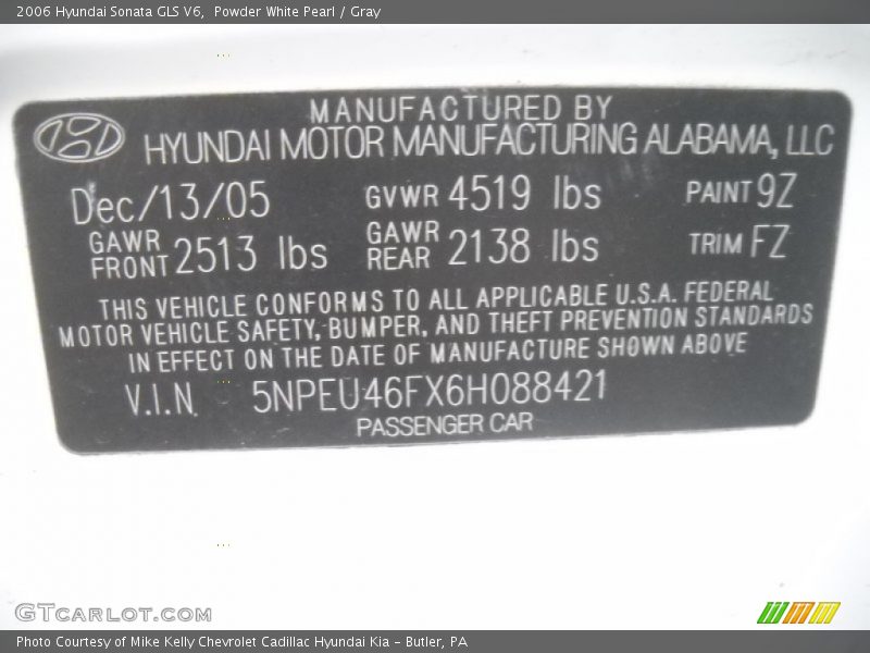 Powder White Pearl / Gray 2006 Hyundai Sonata GLS V6