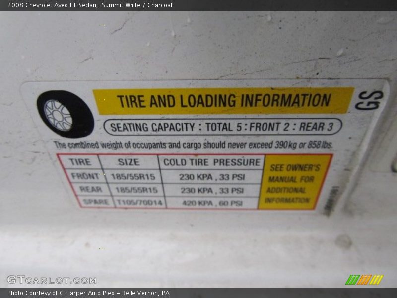 Summit White / Charcoal 2008 Chevrolet Aveo LT Sedan