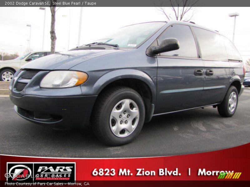 Steel Blue Pearl / Taupe 2002 Dodge Caravan SE