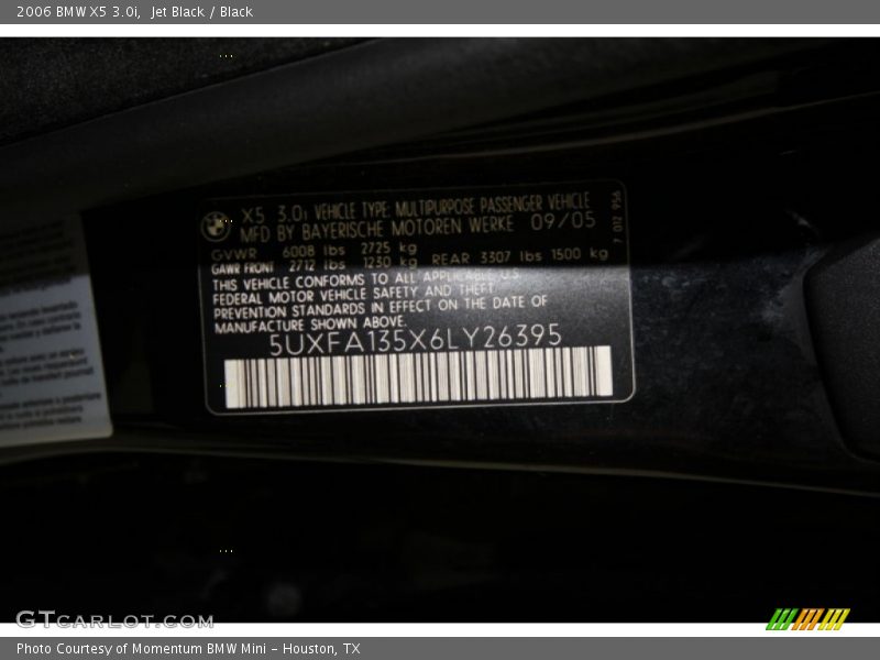 Jet Black / Black 2006 BMW X5 3.0i
