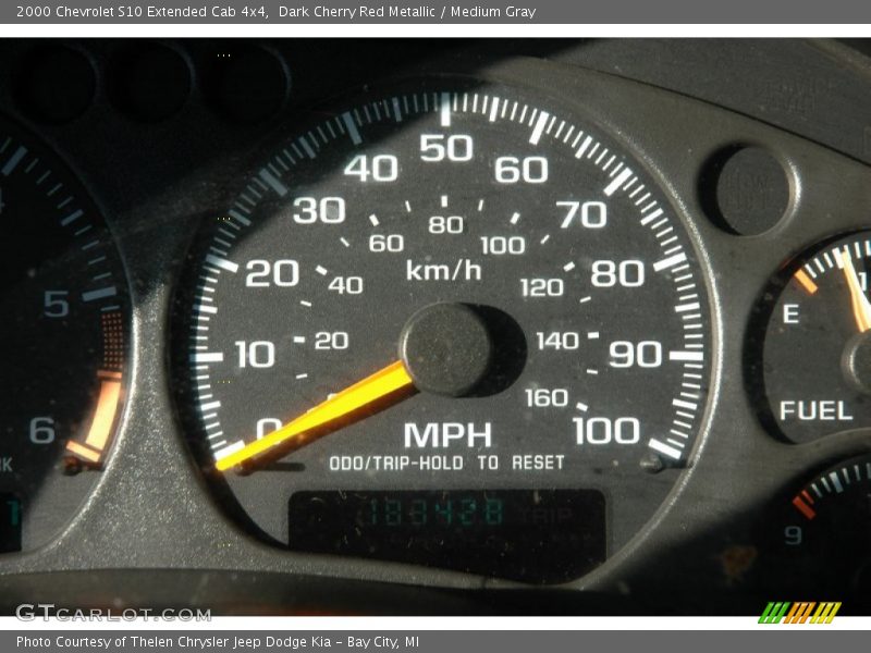 Dark Cherry Red Metallic / Medium Gray 2000 Chevrolet S10 Extended Cab 4x4