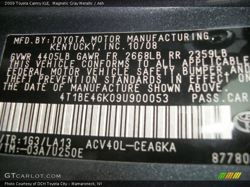 Magnetic Gray Metallic / Ash 2009 Toyota Camry XLE