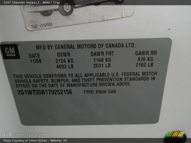 White / Gray 2007 Chevrolet Impala LT