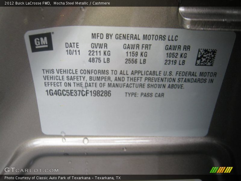 Mocha Steel Metallic / Cashmere 2012 Buick LaCrosse FWD