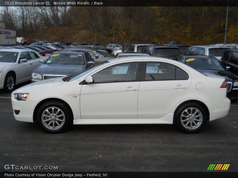 Wicked White Metallic / Black 2010 Mitsubishi Lancer ES