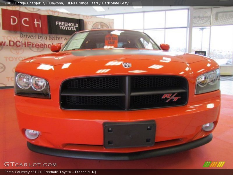 HEMI Orange Pearl / Dark Slate Gray 2008 Dodge Charger R/T Daytona