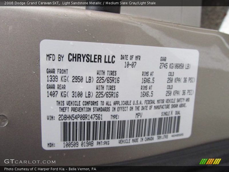 Light Sandstone Metallic / Medium Slate Gray/Light Shale 2008 Dodge Grand Caravan SXT