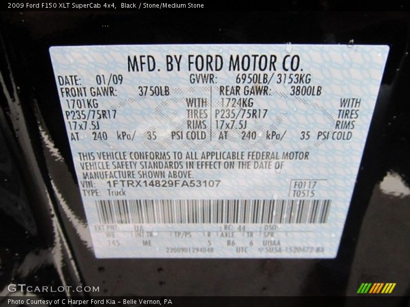 Black / Stone/Medium Stone 2009 Ford F150 XLT SuperCab 4x4