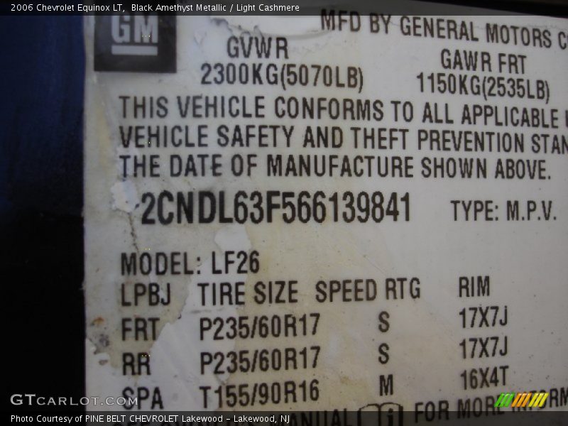 Black Amethyst Metallic / Light Cashmere 2006 Chevrolet Equinox LT