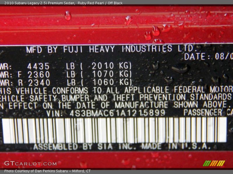 Ruby Red Pearl / Off Black 2010 Subaru Legacy 2.5i Premium Sedan