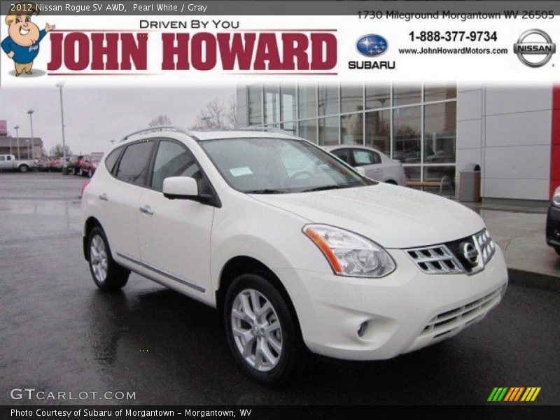 Pearl White / Gray 2012 Nissan Rogue SV AWD