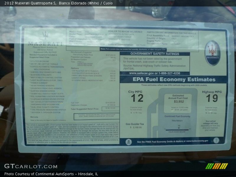  2012 Quattroporte S Window Sticker