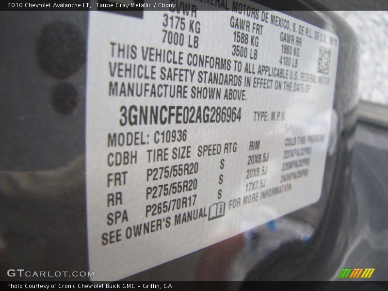 Taupe Gray Metallic / Ebony 2010 Chevrolet Avalanche LT