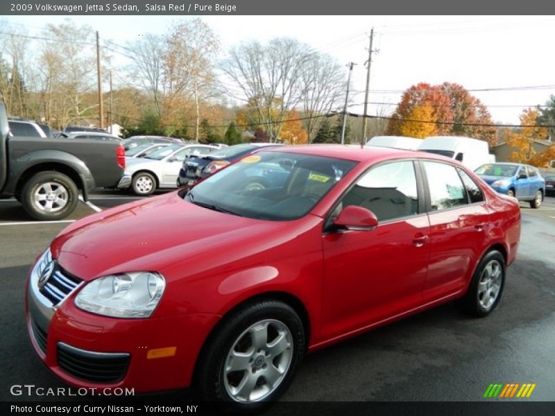Salsa Red / Pure Beige 2009 Volkswagen Jetta S Sedan