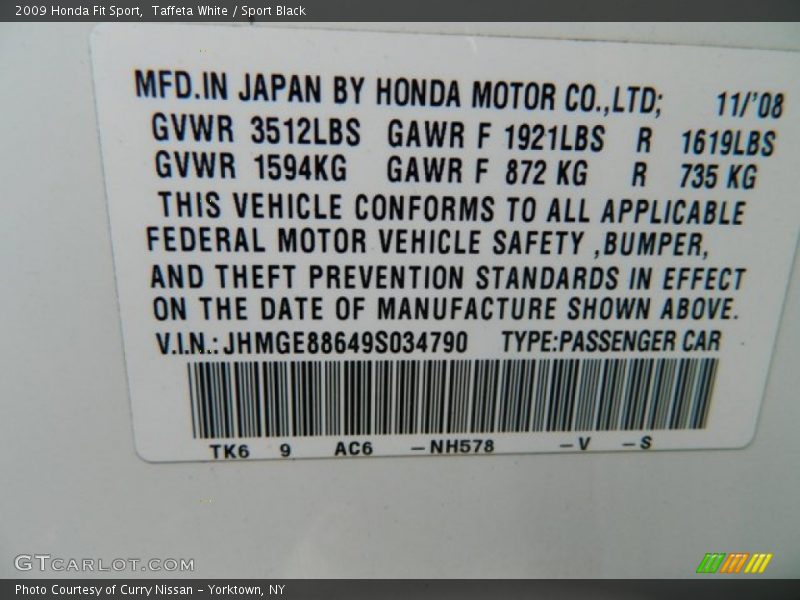 NH578 - 2009 Honda Fit Sport