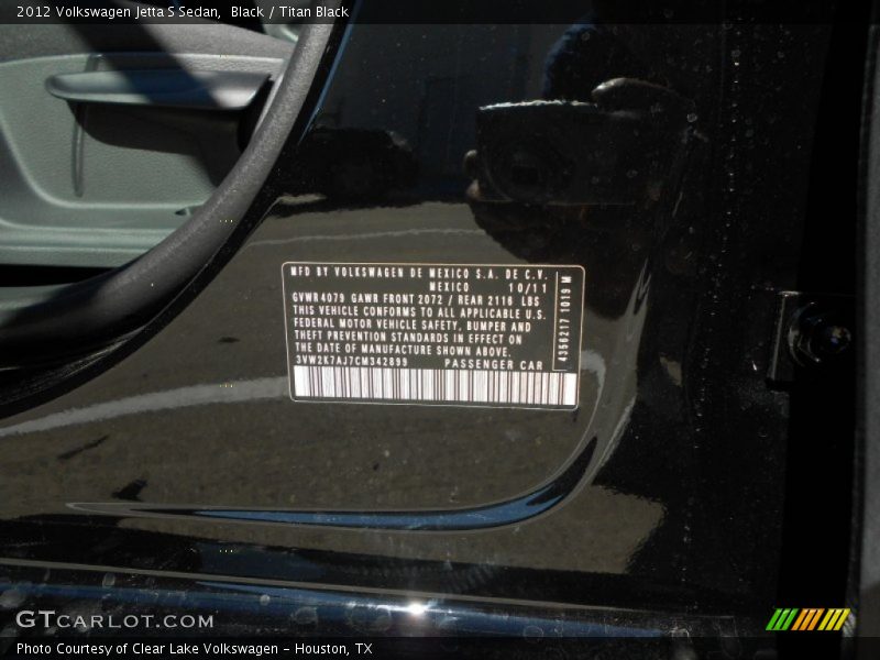 Black / Titan Black 2012 Volkswagen Jetta S Sedan